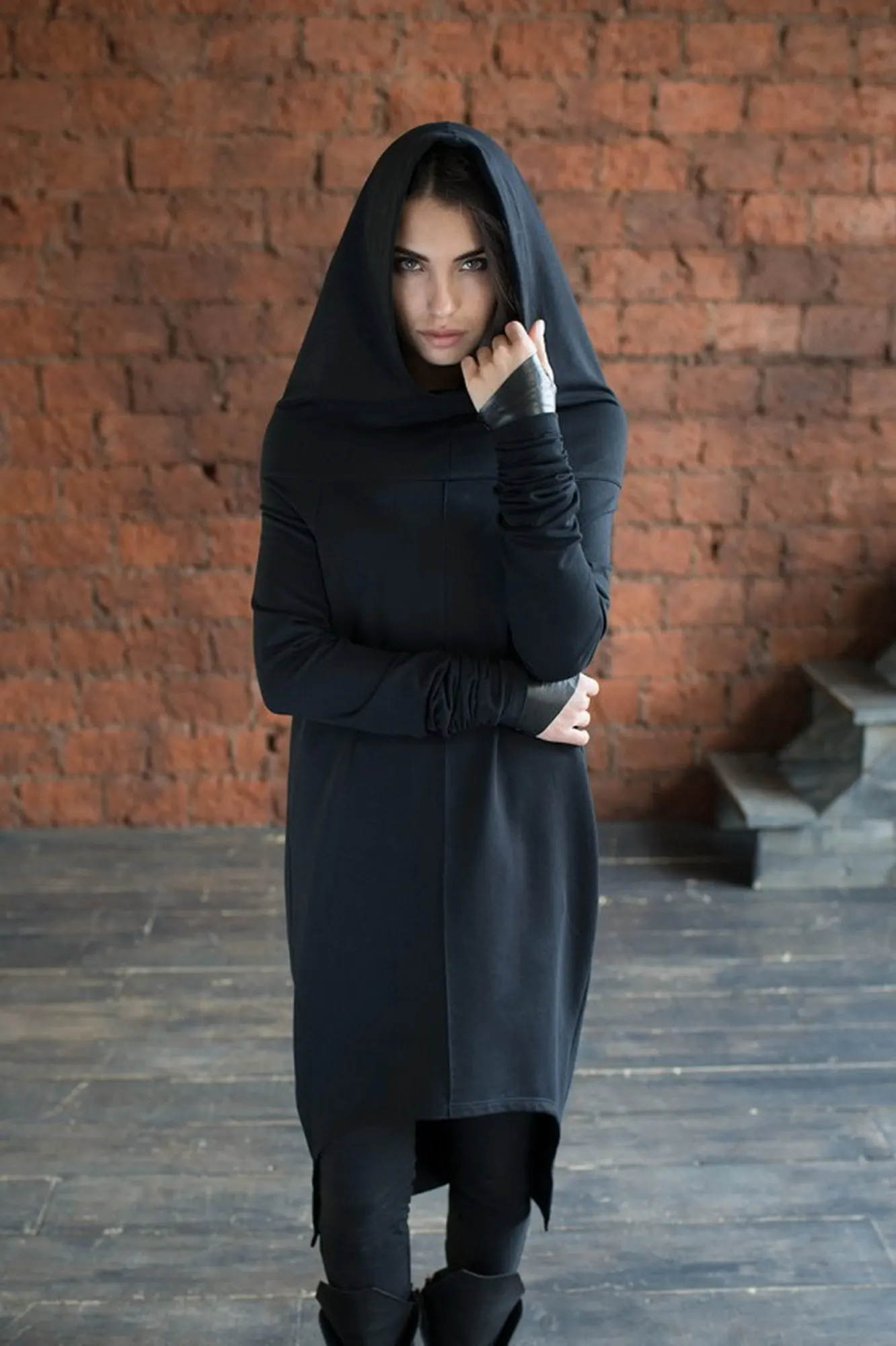 Короткие перчатки митенки из кожи Eclipse — 5